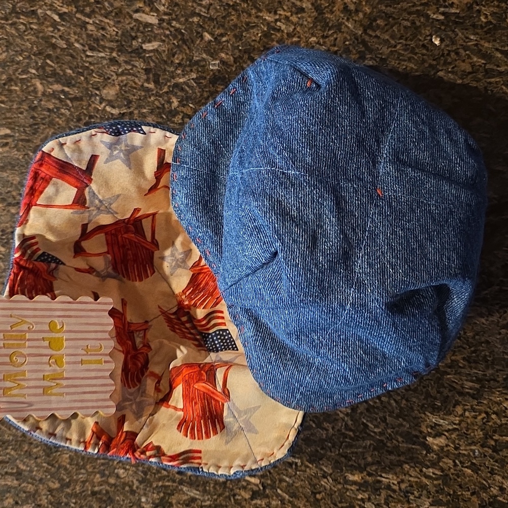 2 Cozies Upcycled Jeans Molly Made It Design Hand Crafted Beach Chair and Flag - Picture 2 of 9
